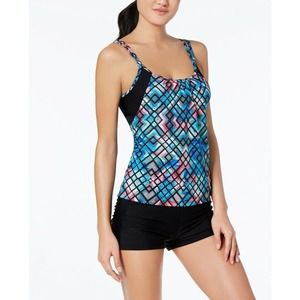 Go by Gossip Light the Way printed layered tankini top size S